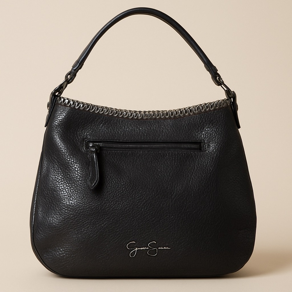 NWT Jessica Simpson Black and Silver Leather Bag